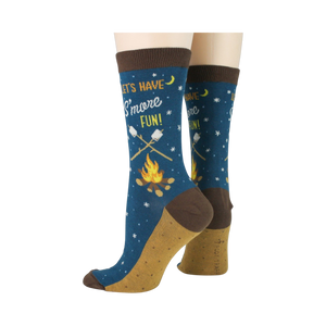 Back view of a model wearing the 'Let's Have S'more Fun!' socks.