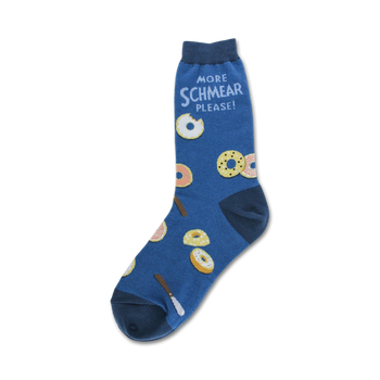 schmear food & drink themed womens blue novelty crew socks