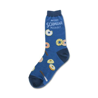 "more schmear please!" women's bagel food themed novelty crew socks   