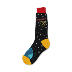 sputnik space themed mens black novelty crew socks