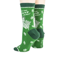 Back view of the 'Accountant' socks, showing the design details and the heel.