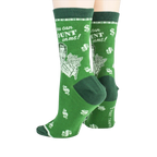 Back view of the 'Accountant' socks, showing the design details and the heel.