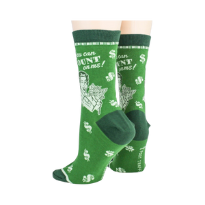 Back view of the 'Accountant' socks, showing the design details and the heel.