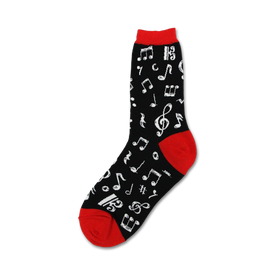 black womens crew dancing notes fun musical novelty cotton/nylon/spandex with white music notes.  