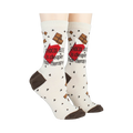 Lifestyle shot of a person wearing the Chocolate socks, showcasing how they look on the feet.