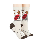 Lifestyle shot of a person wearing the Chocolate socks, showcasing how they look on the feet.