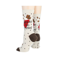 Close-up shot highlighting the sock's design details, including the chocolate bar graphics and text.