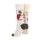 Close-up shot highlighting the sock's design details, including the chocolate bar graphics and text.
