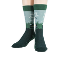 Flatlay image showing two Happy Camper socks laid flat.