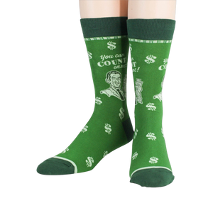 Flat lay product shot showing two 'Accountant' socks.