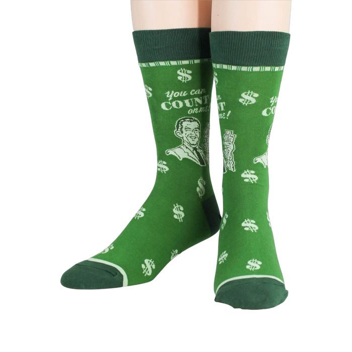 Flat lay product shot showing two 'Accountant' socks.