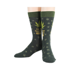 Flat lay product shot showing the full design of the marijuana socks against a white background.