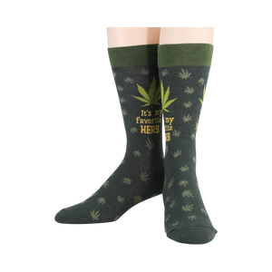 Flat lay product shot showing the full design of the marijuana socks against a white background.