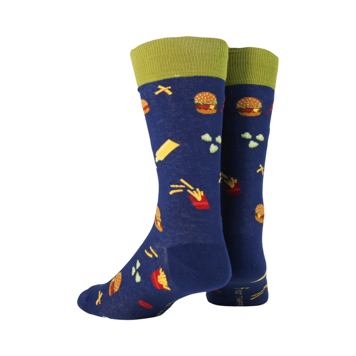 Back view of the 'Burger' socks highlighting the fun food print.