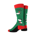 Back view of the Christmas sheep socks, highlighting the design details.