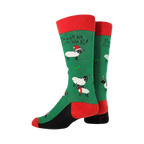 Back view of the Christmas sheep socks, highlighting the design details.