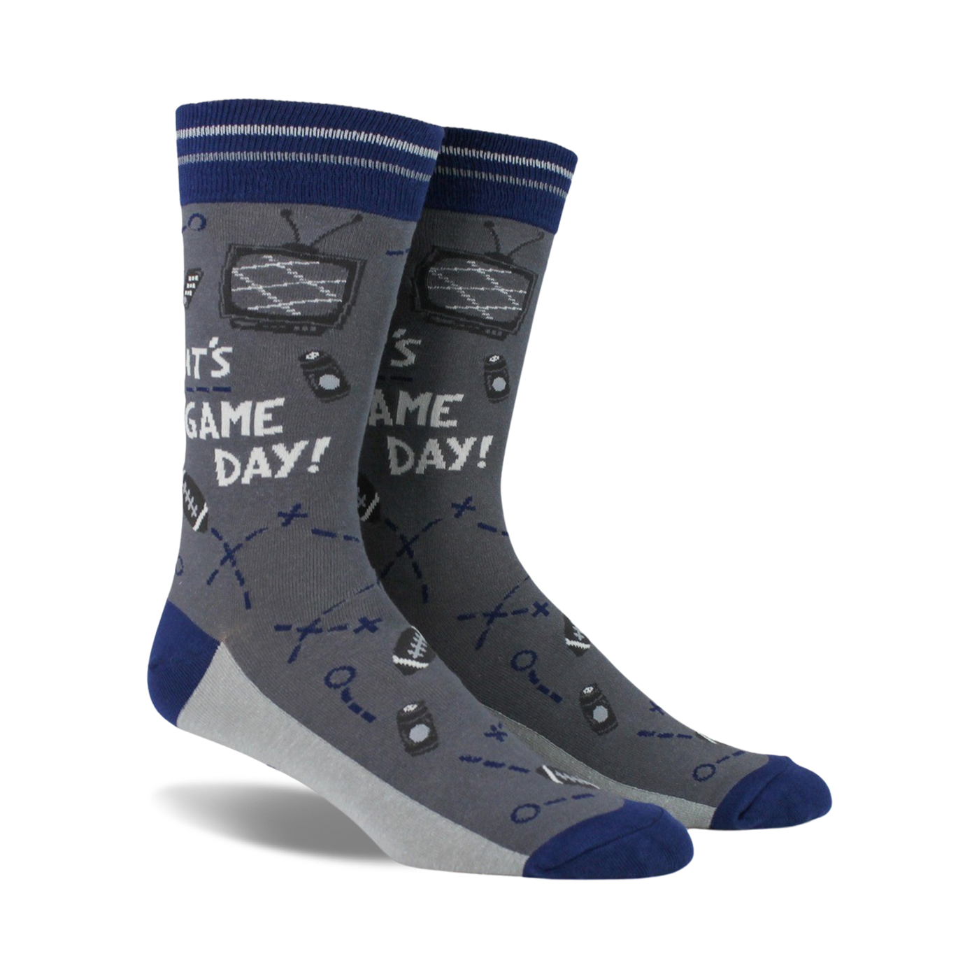 Lifestyle shot showing the socks on a person's feet, showcasing the fun and vibrant design in a real-world setting.
