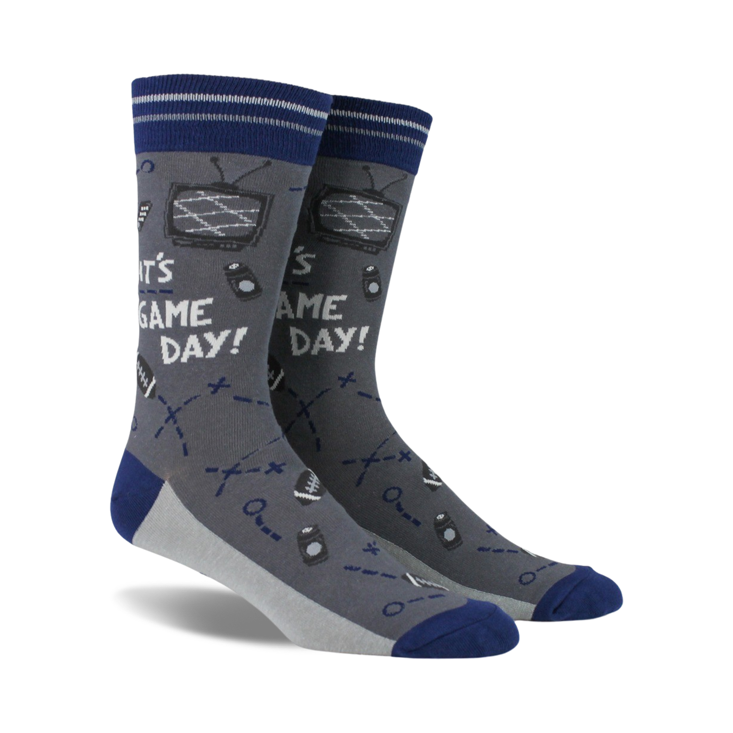 Lifestyle shot showing the socks on a person's feet, showcasing the fun and vibrant design in a real-world setting.
