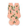 Flatlay image showing the Plant Lady socks, highlighting the details of the design and color.