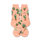 Flatlay image showing the Plant Lady socks, highlighting the details of the design and color.