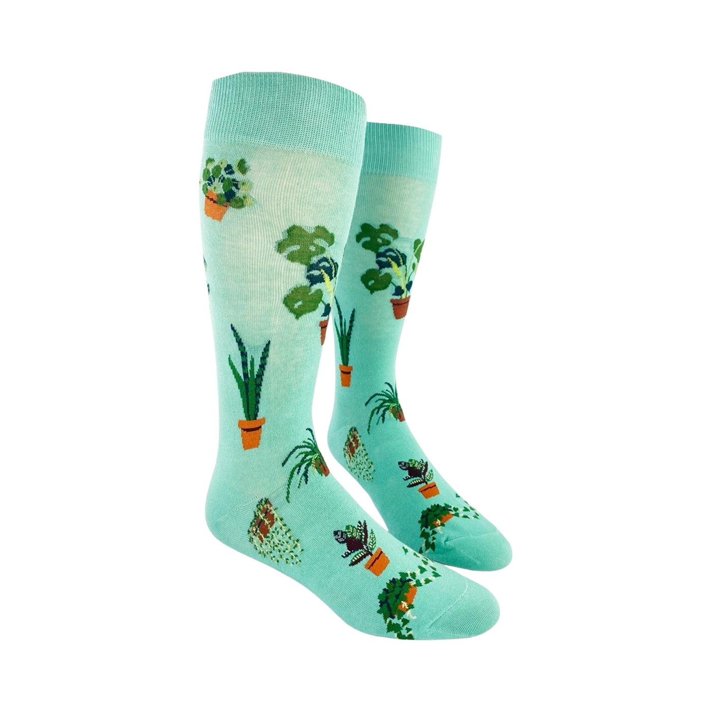 Lifestyle shot of Plant Dude socks on a person's feet.