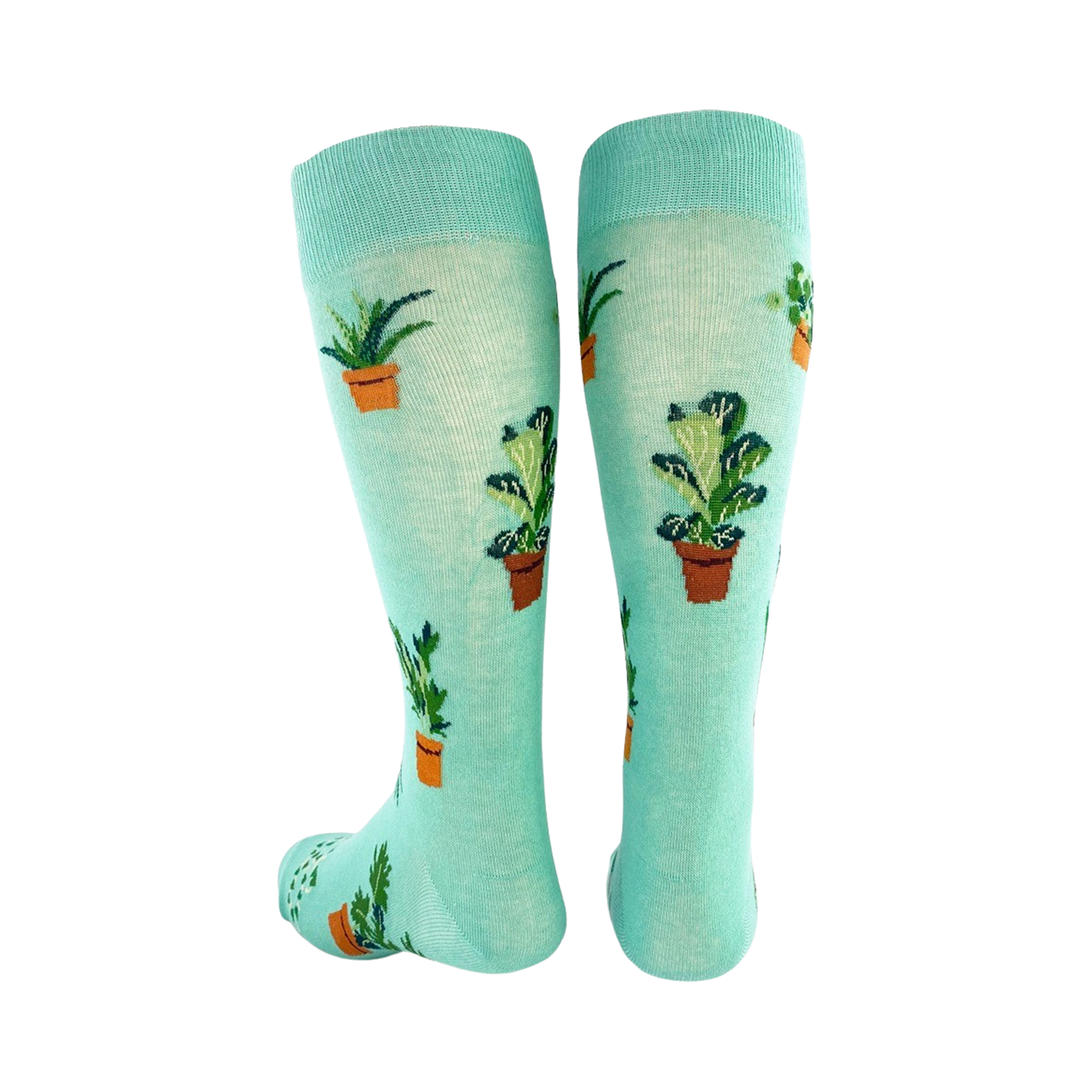 Detailed close-up of the Plant Dude sock design.