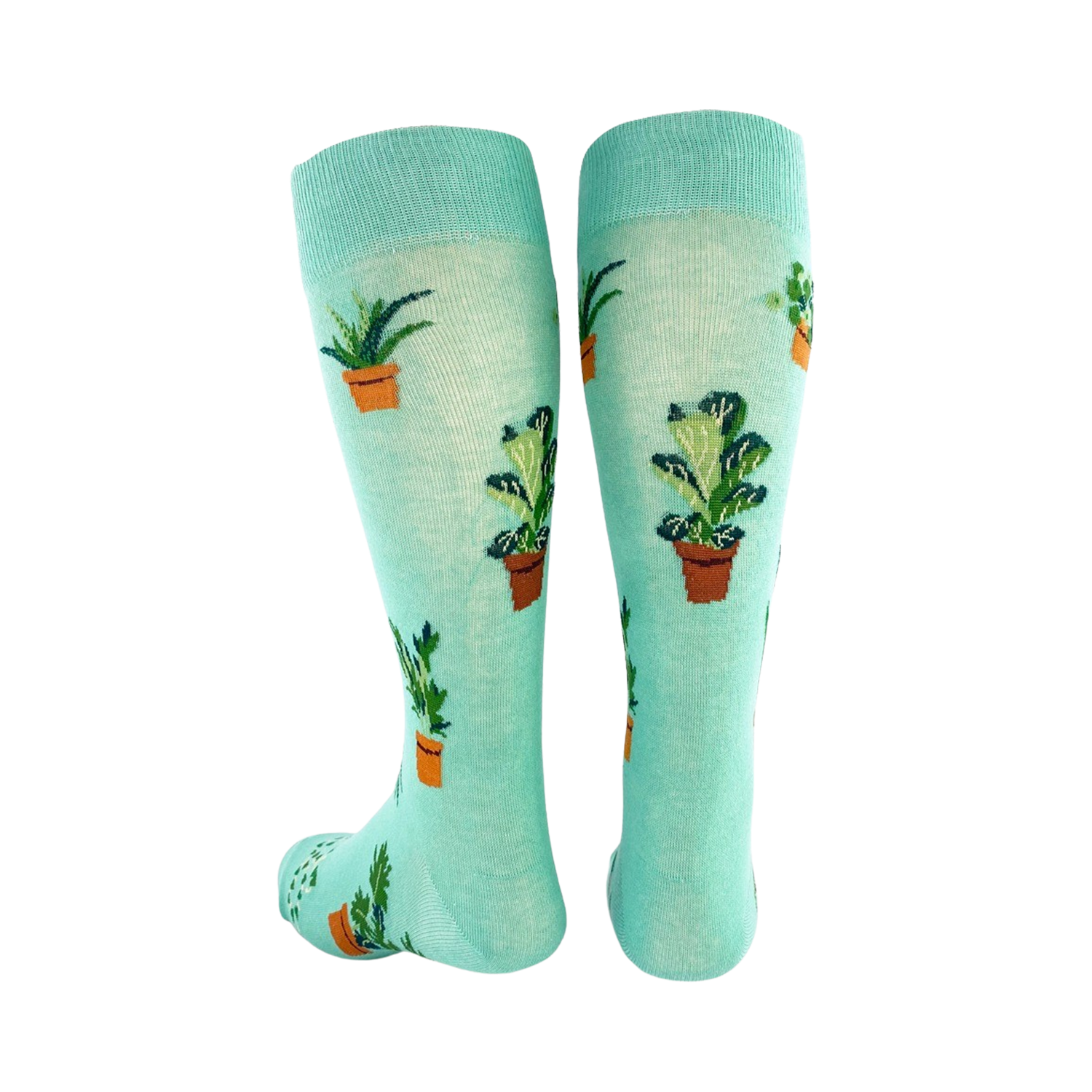 Detailed close-up of the Plant Dude sock design.