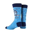 Back view of the socks highlighting the complete design and playful text.
