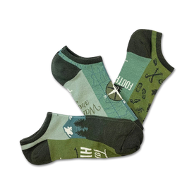 get outdoors 3 pack hiking themed mens green novelty no show socks