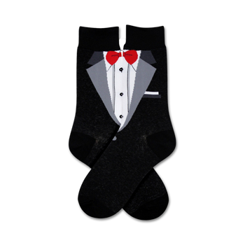 big tuxedo wedding themed mens black novelty crew socks