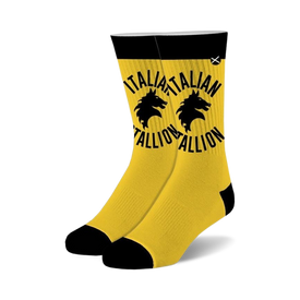 italian stallion rocky themed mens & womens unisex yellow novelty crew socks