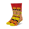 Pair of crew socks featuring a cartoon illustration of Hulk Hogan in yellow and red, with 'Python Power' text.