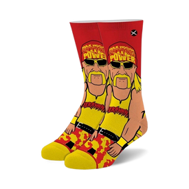 hulk hogan wwe themed mens & womens unisex red novelty crew socks