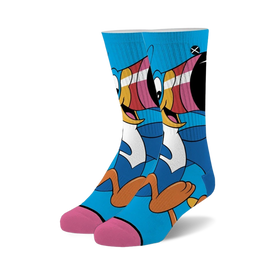 froot loops toucan sam follow your nose froot loops themed mens & womens unisex blue novelty crew socks