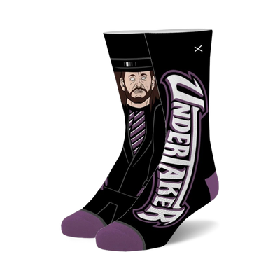 undertaker wwe men's & women's crew socks (black & purple)   