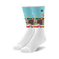 Pair of white crew socks. The cuff features a light blue background with the South Park gang and 'South Park' text.