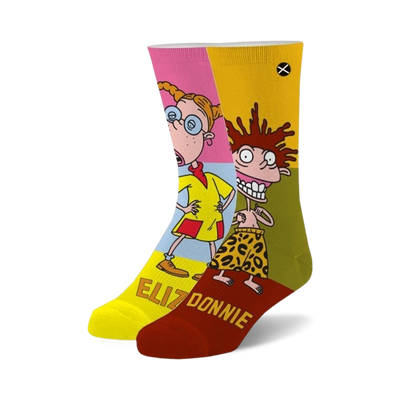 eliza & donnie crew socks featuring characters from the cartoon rugrats. made for men and women.   