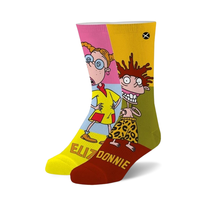 eliza & donnie crew socks featuring characters from the cartoon rugrats. made for men and women.    }}