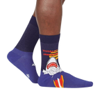 Lifestyle shot showing the 'Totally Jawsome!' socks on a person's legs.