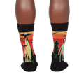 Rear view of the 'They're Here' socks, showing the design on the back of the socks.