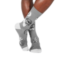 Lifestyle shot of Head Over Heel socks on a person's legs, showcasing the fit and design.