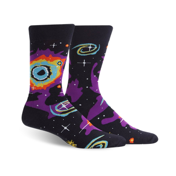 helix nebula space themed mens black novelty crew socks