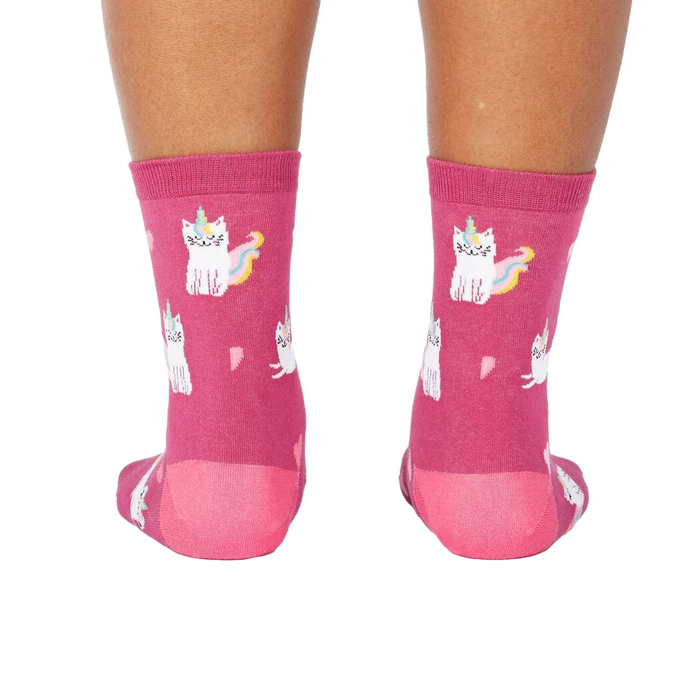 Back view of the 'Look At Me Meow' socks, showcasing the full design.