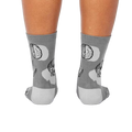 Back view of Head Over Heel socks, highlighting the anatomical design on the back of the socks which includes brains