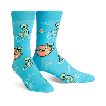 unknown floating object funny themed mens blue novelty crew socks