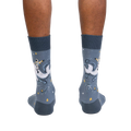 Rear view of the Cosmic Cetacean socks, showing the full design on both socks.