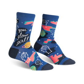 you glow girl inspirational themed womens multi novelty crew socks
