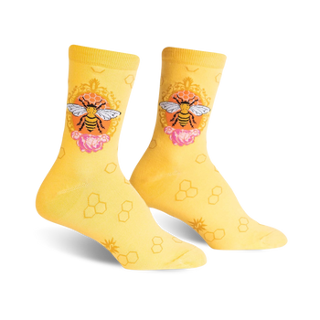 queen bee bee themed womens yellow novelty crew socks