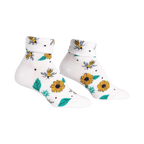 Lifestyle shot showing the 'Yas Queen' socks on a model's feet.  Focus on the fun sock design.