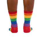 Rear view of the Radiant Rainbow socks highlighting the full rainbow stripe design.